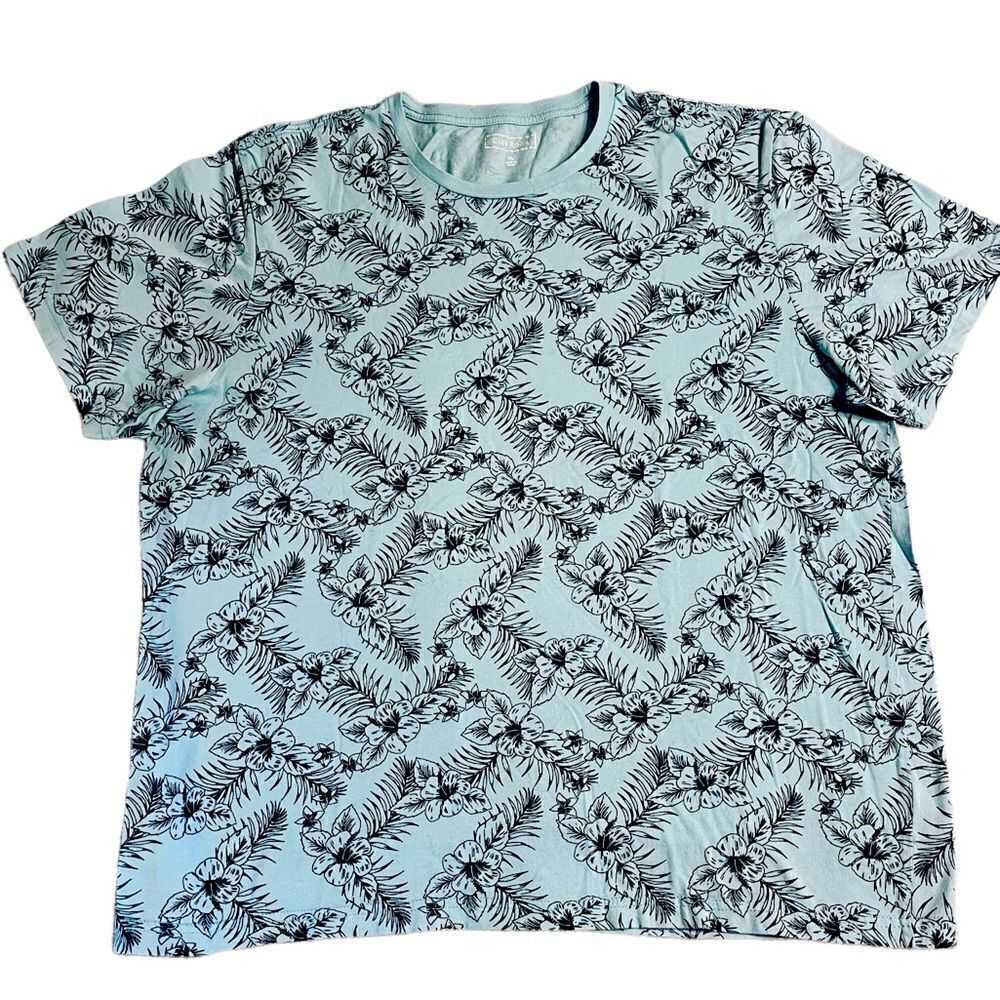 Pale blue tropical pattern T-shirt -Club Room